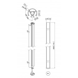 VOGEL'S PUC2430 Poteau 300 cm pour supports d'écrans plafonds