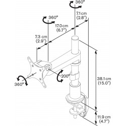 Support bureau VOGEL'S pour tablettes Samsung Galaxy Tab 3,4 10.1" à 1 bras de pivot