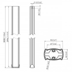 VOGEL'S PUC2530 Poteau 300 cm noir pour support d'écrans au sol, plafond, ou colonne sol-plafond