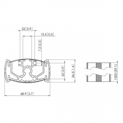 VOGEL'S PUC 2315 Tube 150 cm pour supports d'écrans plafonds