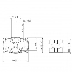 VOGEL'S PUC 2330 Tube 300 cm pour supports d'écrans plafonds