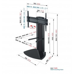 VOGEL'S EFF8340/B Support sur pied au sol orientable pour écran 40" à 65" couleur Noir/Noir