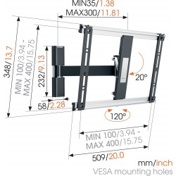 VOGEL'S THIN 425 Support mural inclinable orientable à 120° pour écrans 26" à 55"