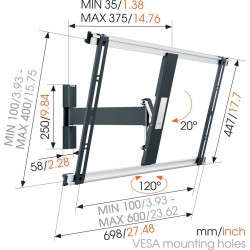 VOGEL'S THIN 525 Support mural inclinable orientable à 120° pour écrans 40" à 65"