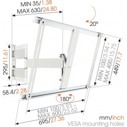 VOGEL'S THIN 545 Support mural inclinable orientable à 180° pour écrans 40" à 65"