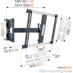 VOGEL'S THIN 445 Support mural inclinable orientable à 180° pour écrans 26" à 55"