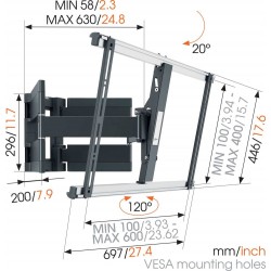 VOGEL'S THIN 550 Support mural inclinable orientable à 120° pour écrans 40" à 100"