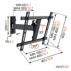 VOGEL'S WALL 3225 Support mural inclinable orientable à 120° pour écrans 32" à 55"