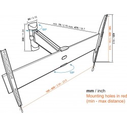 VOGEL'S 25 BASE L Support mural orientable à 120° pour écrans 40" à 65"