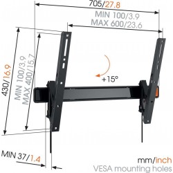 VOGEL'S WALL 3315 Support mural inclinable pour écrans de 40" à 65"