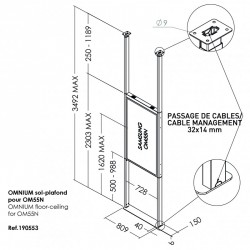 ERARD OMNIUM Support colonne pour fixation du sol au plafond pour écrans vitrine SAMSUNG OM55N et OM55N-D