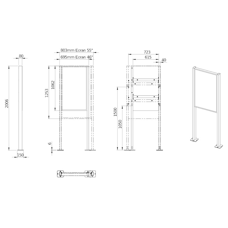 SCREEN UP Cache arrière SCREEN UP SPOMN55 portrait écran vitrine OM55N