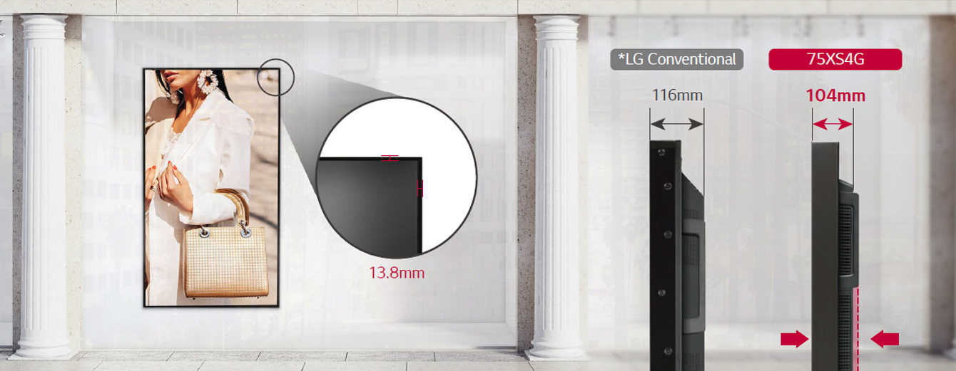 Image description écran vitrine haute luminosité 75" LG 75XS4G d'une luminosite de 4000 CDL