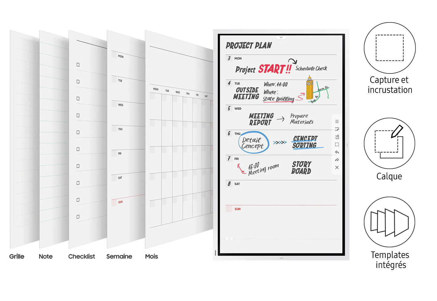 Image description du tableau blanc digital interactif collaboratif SAMSUNG FLIP 3 85" (WM85A-W)